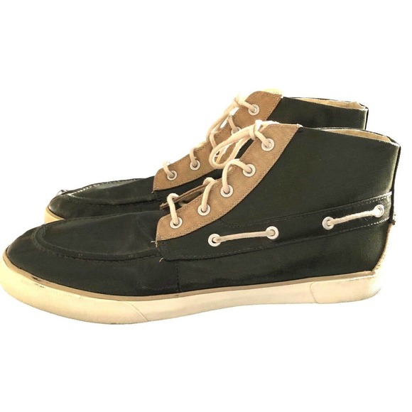 POLO RALPH LAUREN SNEAKERS coated canvas hi Top Shoes GREEN 14D Lander Chukka - Picture 3 of 7